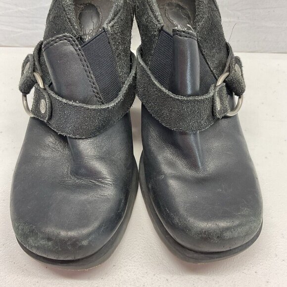 Women’s Vintage London Underground Chunky Wooden Clog booties Shoes Size 7 - Picture 2 of 10